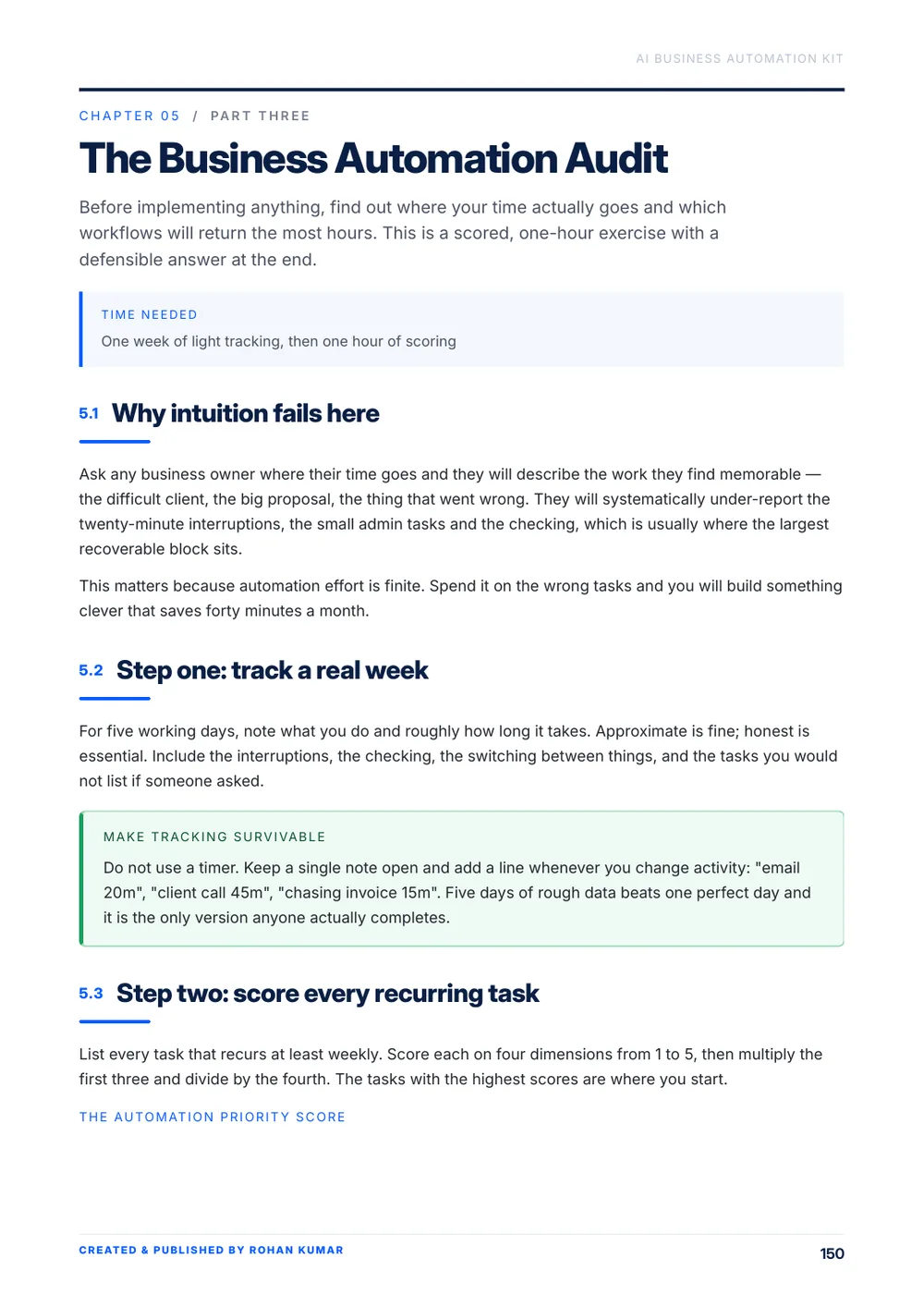 Business automation audit page